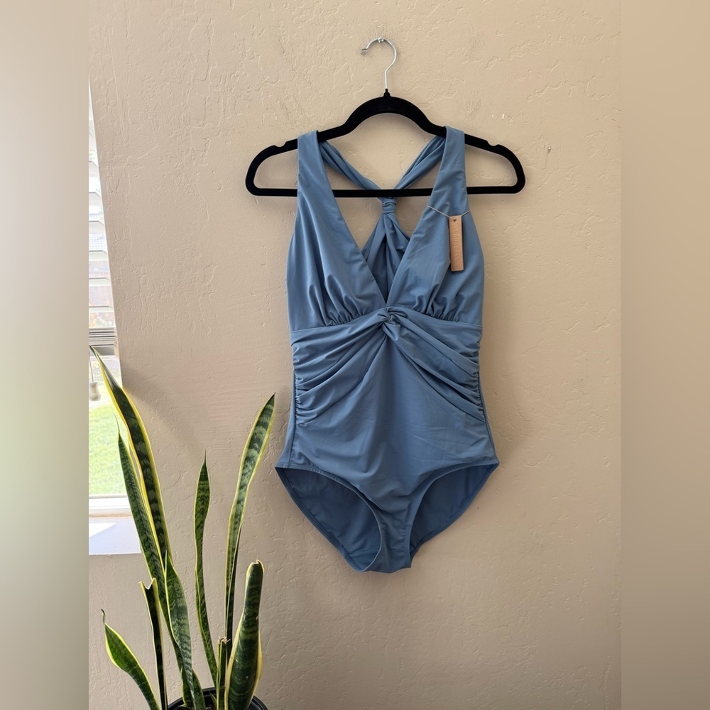 SHAPELLX Smart Sculpt Ruched Twist-Front Shaping Swimsuit - NWT - Picture 9 of 9